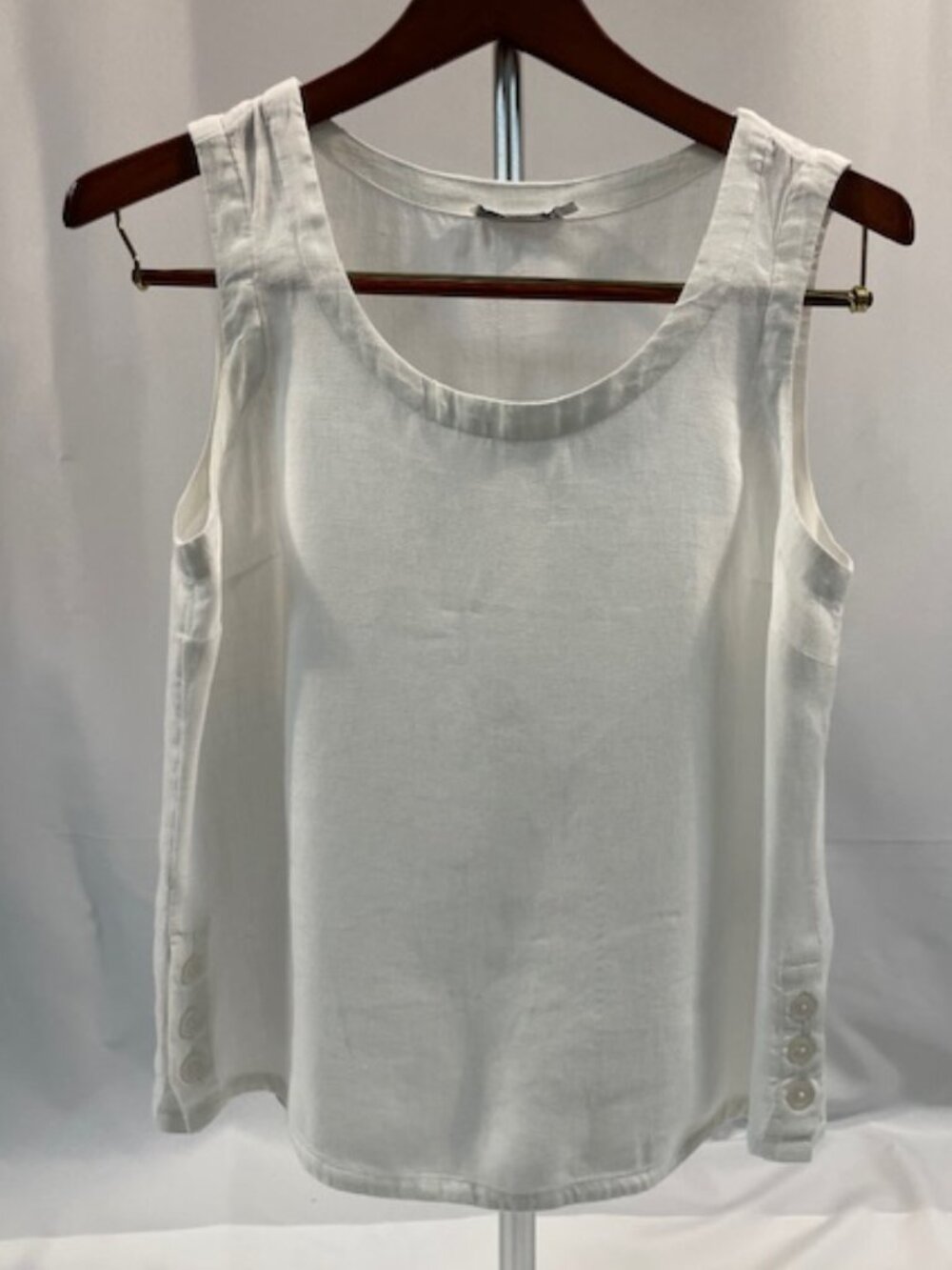 Ladies White Chico's Sleeveless Top with Button Detail